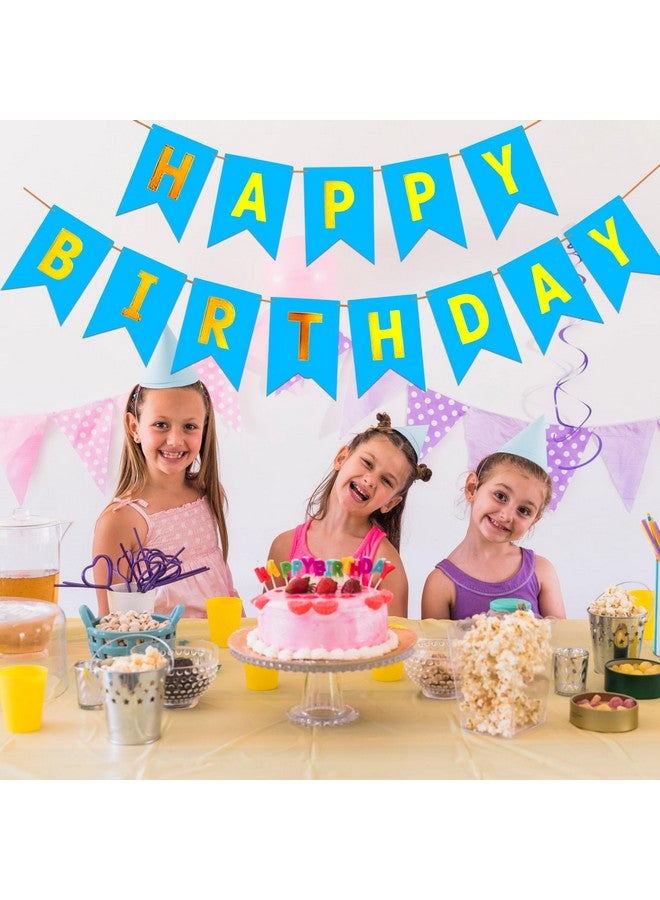 Propsicle Birthday Cardboard Blue Pack of 1 Fishtail Banner Party Decoration Item With Ribbon Boy Prince Theme Bunting - Image 3