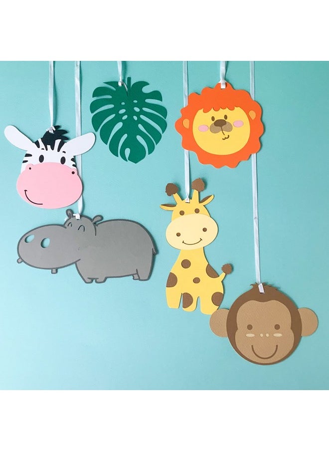 Pinfliers PINFLIERS Jungle Theme Birthday Decoration,Paper Hanging-7 Pcs Set For Safari/Animal Theme Birthday Party Decorations/Birthday Hanging Decoration Items/Swirls For Birthday Decoration,Multicolor,Kid  - Image 1