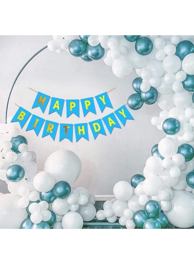 Propsicle Birthday Cardboard Blue Pack of 1 Fishtail Banner Party Decoration Item With Ribbon Boy Prince Theme Bunting - Image 5