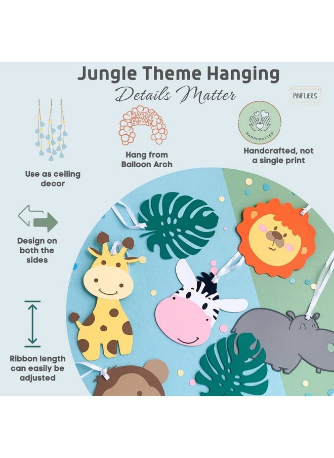 Pinfliers PINFLIERS Jungle Theme Birthday Decoration,Paper Hanging-7 Pcs Set For Safari/Animal Theme Birthday Party Decorations/Birthday Hanging Decoration Items/Swirls For Birthday Decoration,Multicolor,Kid  - Image 2