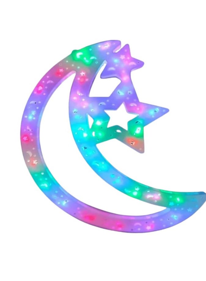 Crescent moon with star, 45 cm LED Ramadan decoration