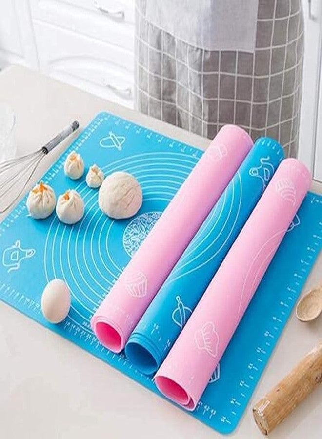 Blase Enterprise Silicon Fondant Baking Mat Chapati Atta Kneading Mat Non-Stick Fondant Rolling Mat Stretchable for Kitchen Roti Chapati Cake – Blue Color(Baking Mat 50 * 40 Cm) - Image 4
