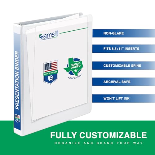 Samsill سلسلة سامسيل 0.5 بوصة 3 حلقات، مصنوعة في الولايات المتحدة الأمريكية، حلقة دائرية اقتصادية، غلاف شفاف، سعة 100 ورقة - للمدرسة، المنزل، المكتب - أبيض، 4 عبوات - Image 3