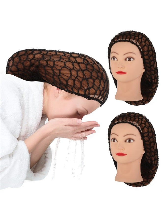 WLLHYF 2 Pieces Mesh Hair Net Rayon Knit Snood Hat Crochet Hair Wraps Sleep Cap Mesh Soft Hairnet Large Hair Cover Ornament Accessory for Women Girls Long Straight Thick Curly Hair - Image 3