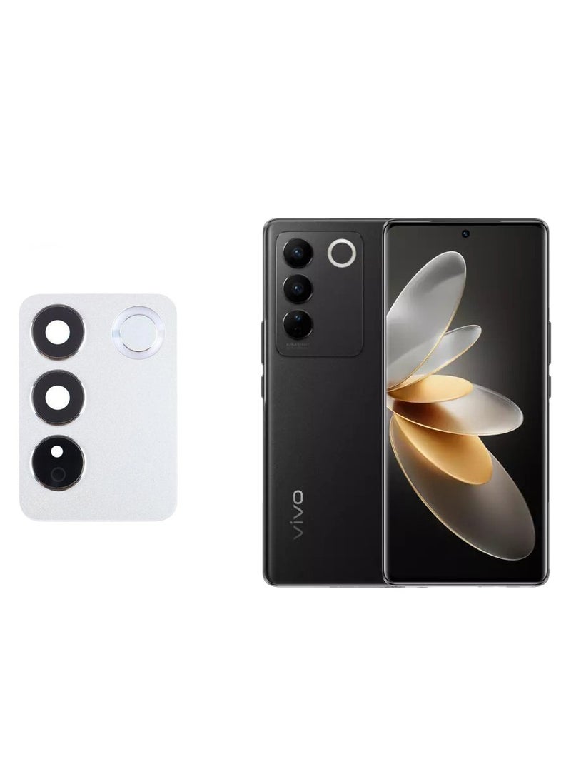 واقي عدسة الكاميرا Vivo V27/ V27 Pro، زجاج مقسى فائق النحافة 9H مقاوم للخدش مع حواف من الألومنيوم، غطاء عدسة معدني فردي (أسود) 