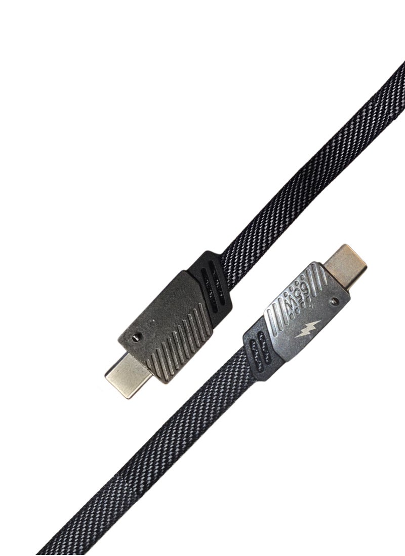Hoco Braided USB-C to USB-C Fast Charge Cable – 120W PD, 6A High-Speed Charging Compatible with Samsung, Pixel, iPad Pro, MacBook & More | Durable Nylon, 1m Length, Black  - Image 1
