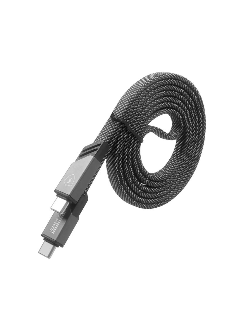 Hoco Braided USB-C to USB-C Fast Charge Cable – 120W PD, 6A High-Speed Charging Compatible with Samsung, Pixel, iPad Pro, MacBook & More | Durable Nylon, 1m Length, Black  - Image 2