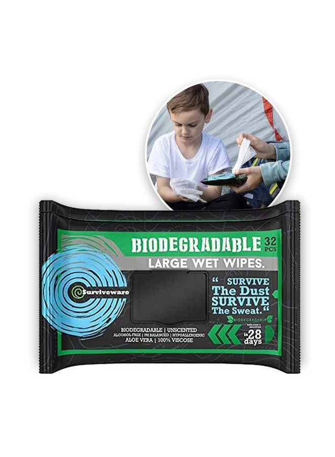 Surviveware Biodegradable Wet Wipes, Face and Body Wipes for Post Workout and Camping, Wipes for Adults, Large Wipes, 15 Count - Image 1