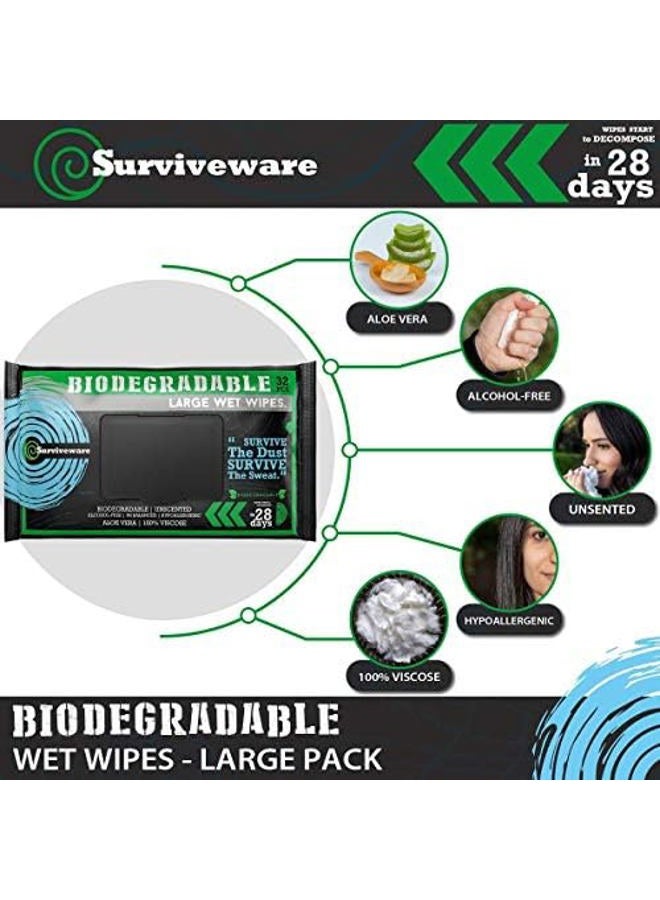 Surviveware Biodegradable Wet Wipes, Face and Body Wipes for Post Workout and Camping, Wipes for Adults, Large Wipes, 15 Count - Image 2