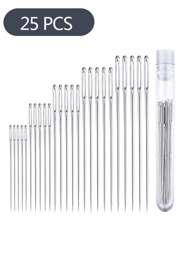 Ant 25 Pcs Large Eye Needles，Large Eye Sewing Needles for Hand Sewing with 5 Different Sizes，Stainless Steel Needles Sewn Needles for Stitching Crafting Projects and Embroidery  - Image 1