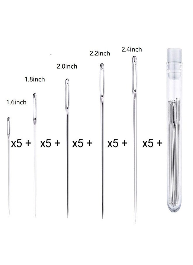 Ant 25 Pcs Large Eye Needles，Large Eye Sewing Needles for Hand Sewing with 5 Different Sizes，Stainless Steel Needles Sewn Needles for Stitching Crafting Projects and Embroidery  - Image 2