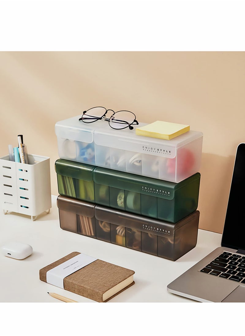 Excefore - Data Cable Organizer Box, Wire Data Cord Management Case, Charge Cable Management 7 Compartments Storage Box, Cord Sorter Small Desk Electronic Accessories Organizer and Storage - Image 1