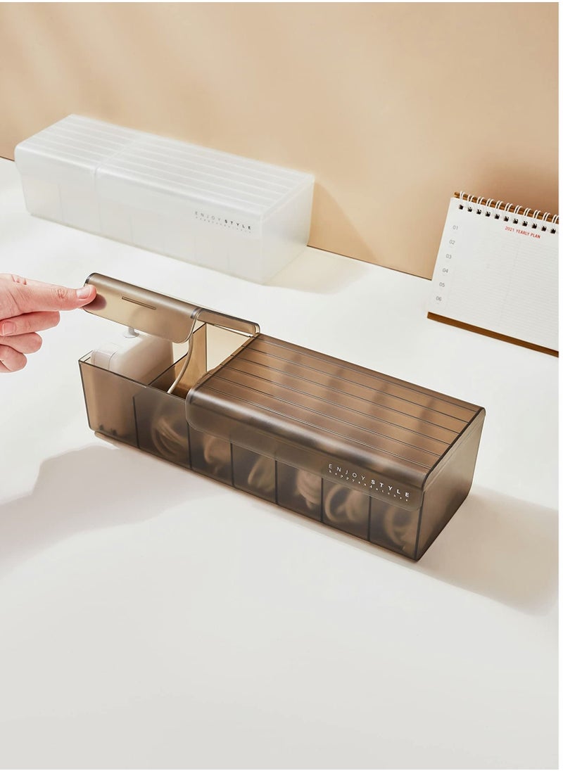 Excefore - Data Cable Organizer Box, Wire Data Cord Management Case, Charge Cable Management 7 Compartments Storage Box, Cord Sorter Small Desk Electronic Accessories Organizer and Storage - Image 1