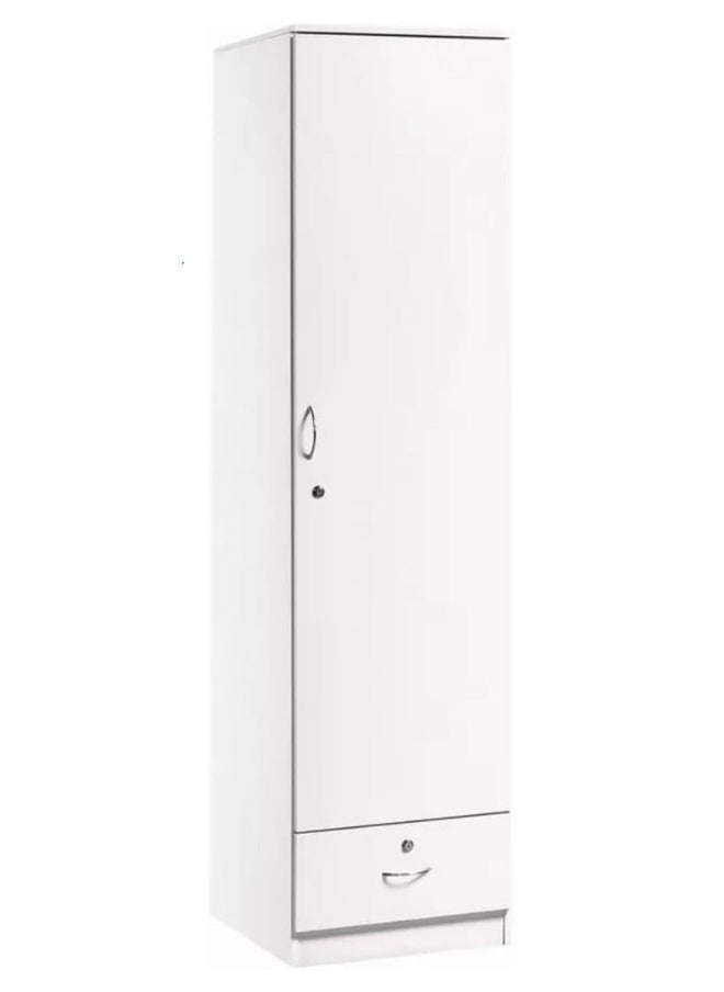 SULSHA 1 Door Wooden Wardrobe Cabinet Cupboard With Drawer Lock Keys White  - Image 3