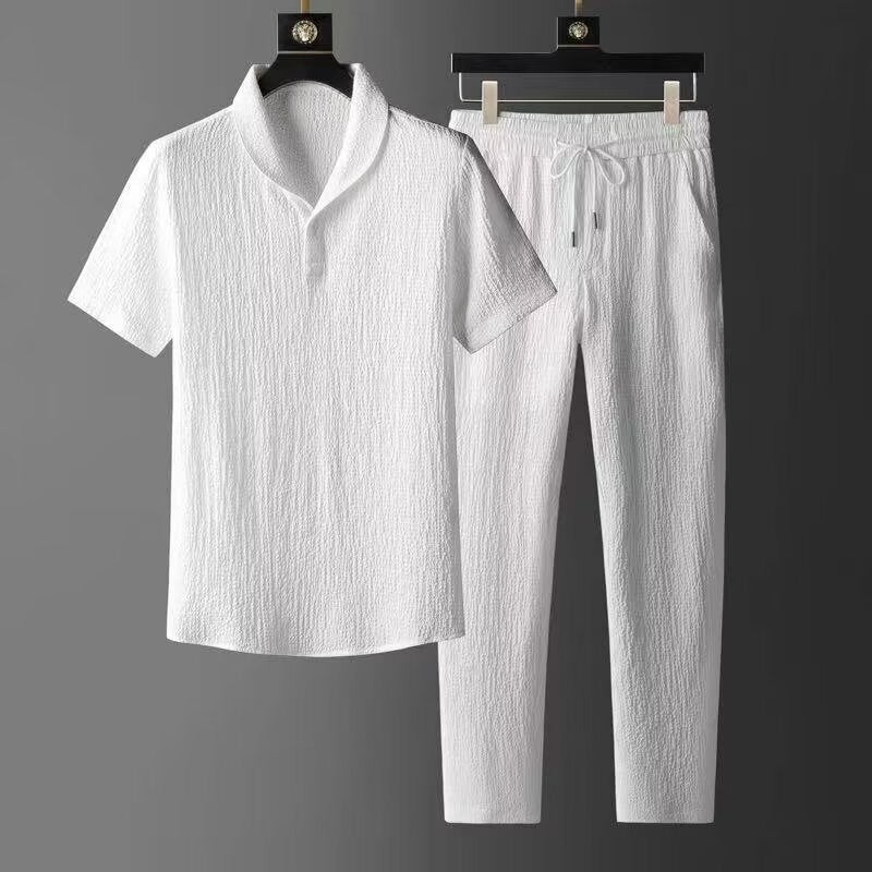 2024 Mens Summer Casual Suit Slim Trendy Luxury Sportswear White - Image 1