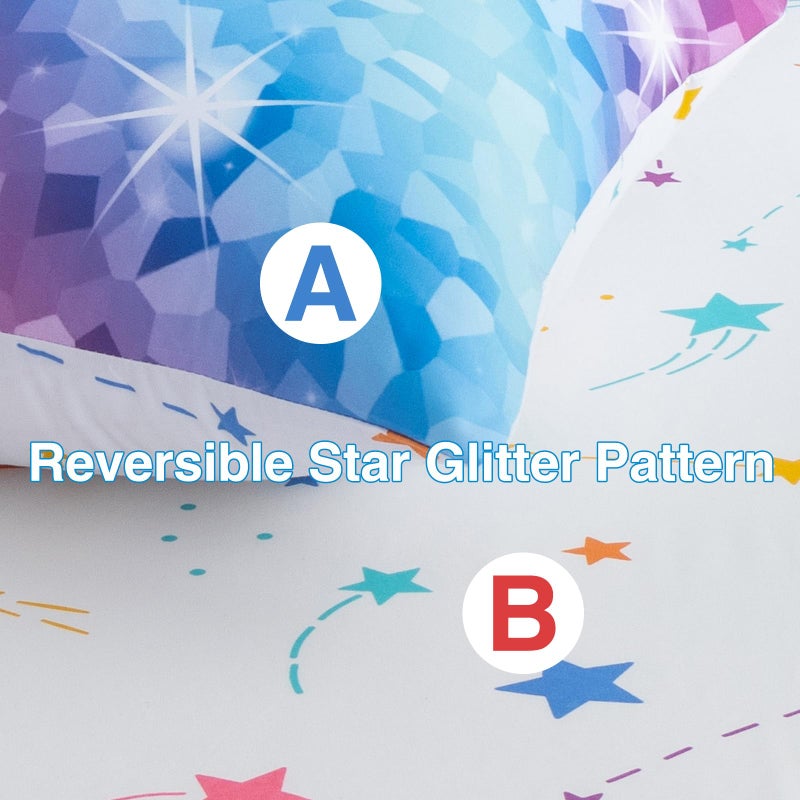 A Nice Night 6Pcs Gradient Abstract Art Grid Mosaic Geometric Bedding Set for Girls, Colorful Rainbow Galaxy Comforter Set, Ultra Soft Bedding Sets (PinkBlue,Full 6Pcs) - Image 5