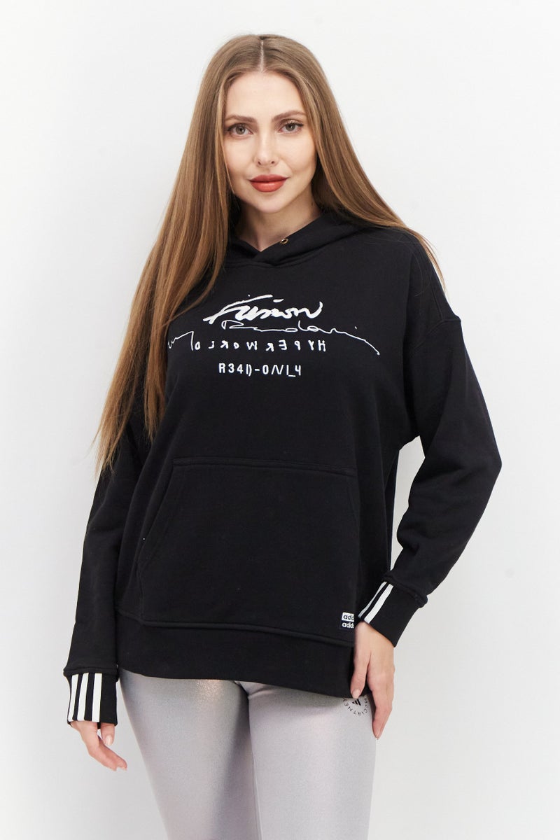 adidas Originals Women Sportswear Fit Long Sleeve Training Hoodie, Black  - Image 1