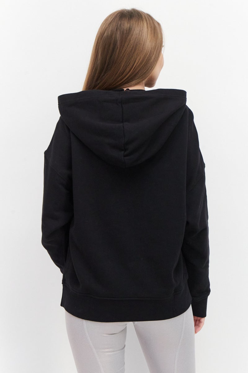 adidas Originals Women Sportswear Fit Long Sleeve Training Hoodie, Black  - Image 3