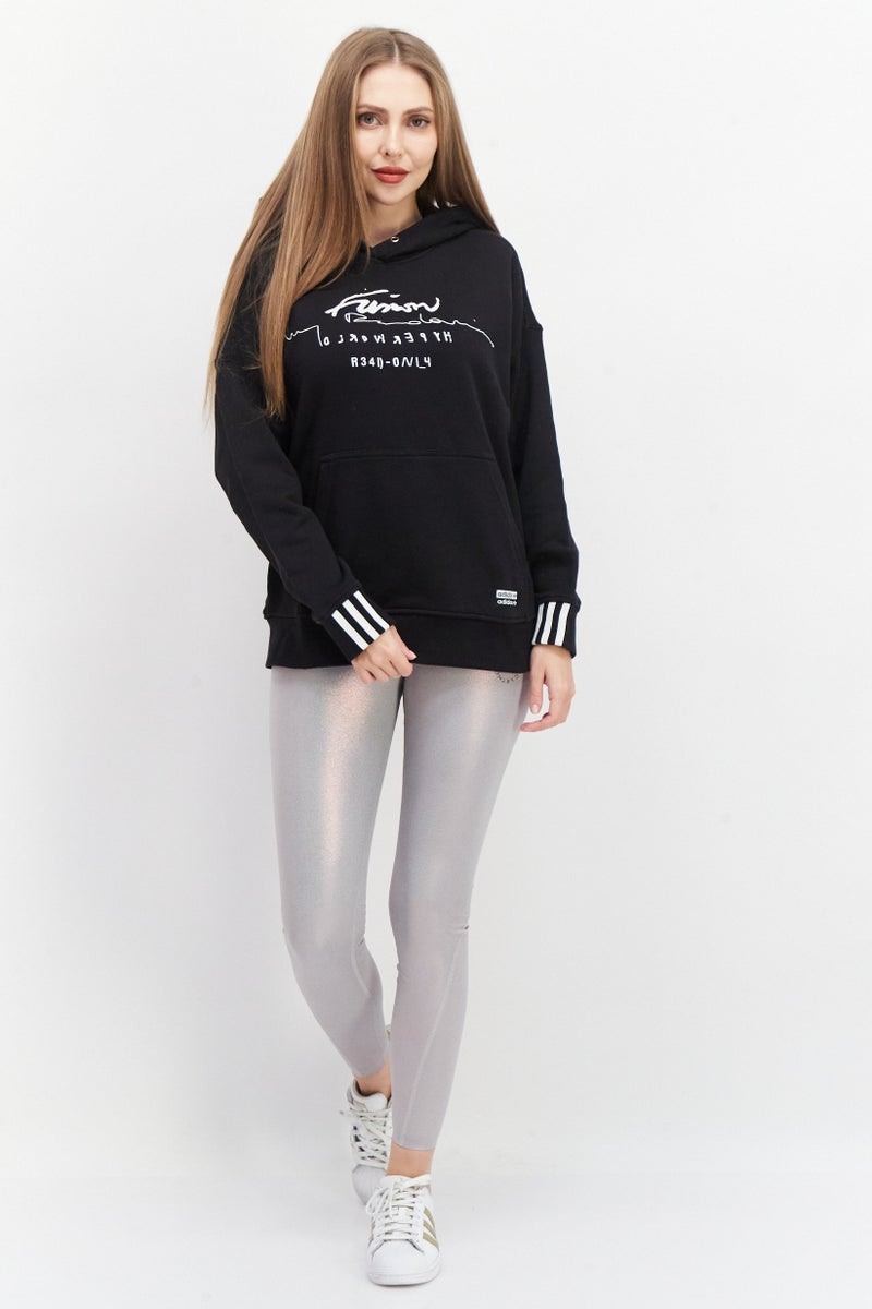 adidas Originals Women Sportswear Fit Long Sleeve Training Hoodie, Black  - Image 2