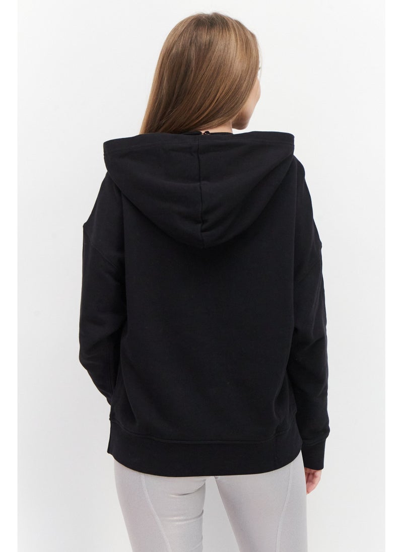 adidas Originals Women Sportswear Fit Long Sleeve Training Hoodie, Black  - Image 5