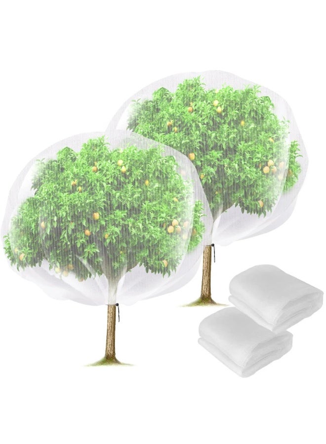 2-Pack Large Fruit Tree Netting Cover with Zipper & Drawstring, Transparent Garden Insect Bird Barrier Mesh Screen - Image 1