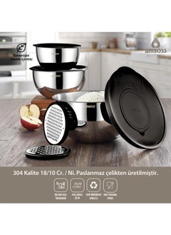 AMBOSS A set of 9 stainless steel pots / black color, made in Turkey.  - Image 1