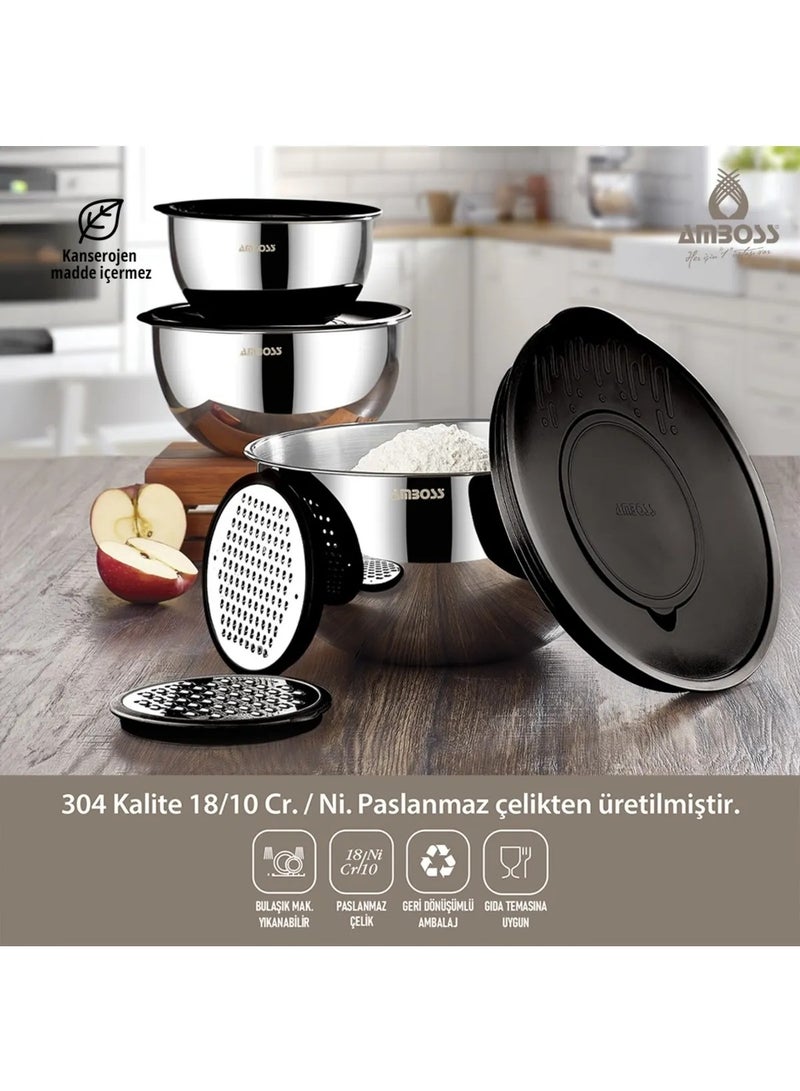 AMBOSS A set of 9 stainless steel pots / black color, made in Turkey. - Image 1