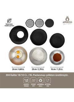 AMBOSS A set of 9 stainless steel pots / black color, made in Turkey.  - Image 2