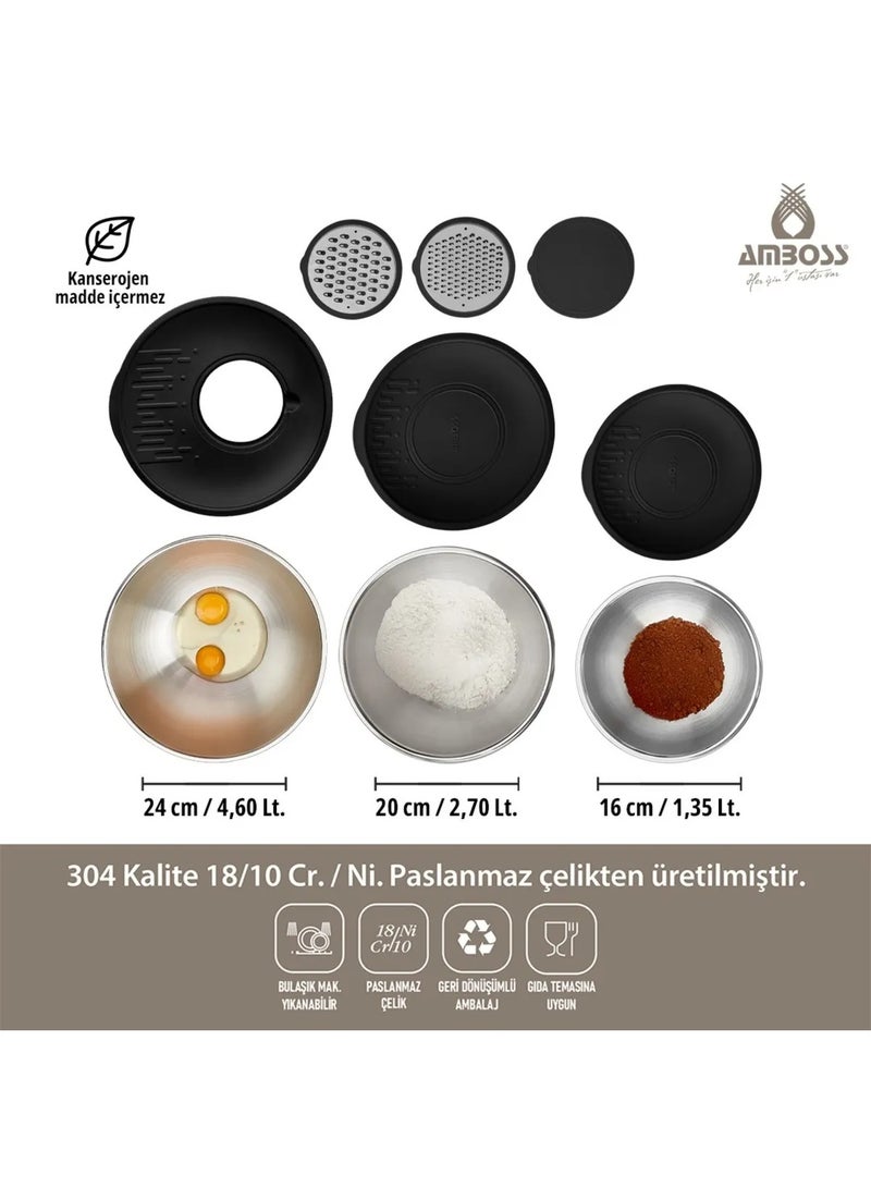 AMBOSS A set of 9 stainless steel pots / black color, made in Turkey. - Image 2