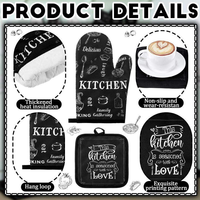 Fourluoo 10 Pcs Farmhouse Kitchen Decor Sets 4 Kitchen Dish Towels 2 Vintage Pot Holders 2 Oven Mitts Glove 2 Rustic Non Slip Rugs and Mats for Floor Home Decorations Accessories Mom Gifts - Image 5