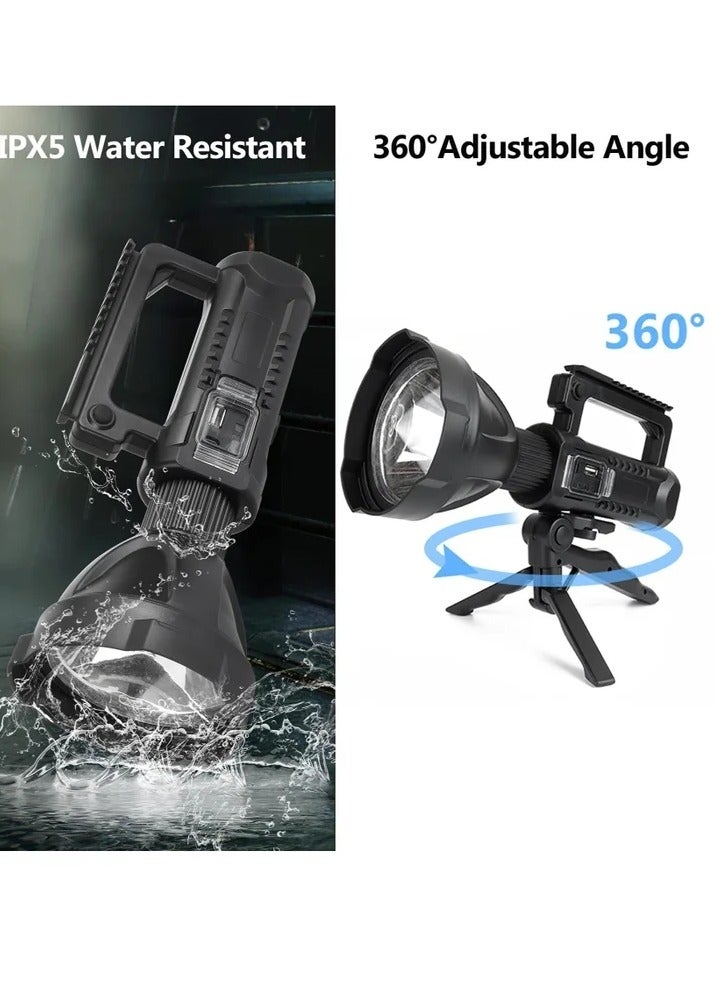 Rechargeable Handheld Spotlight Flashlight, 90000 High Lumens, Super Bright LED Flashlight for Emergencies, 4 Modes Waterproof Searchlight Spotlight for Fishing, Hunting, Hiking, Camping with Tripod - Image 3
