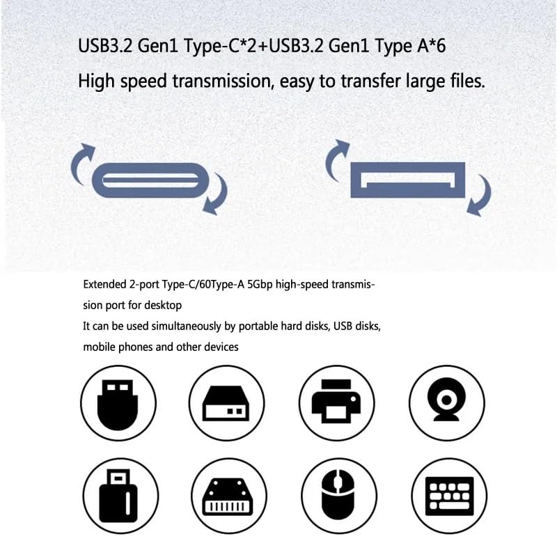 ETZIN USB 3.0 PCIe Card, PCI-e to 2Port USB C + 6 Port USB 3.0 Internal Expansion Card 5Gbps Support PCI-E X1 X4 X8 X16, Support Windows 11/10/8/7/XP-EPL-1028PC. - Image 3