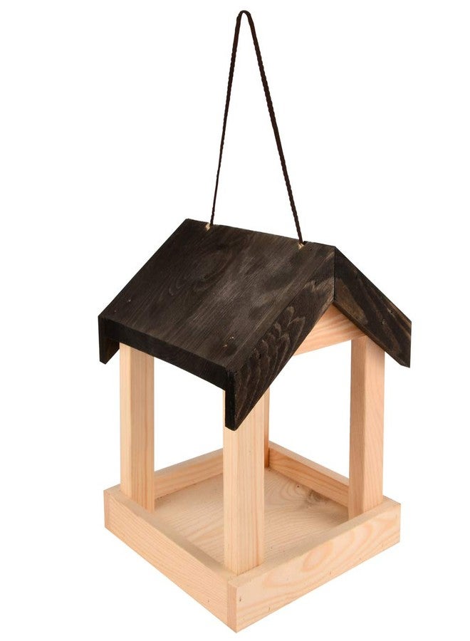Esschert Design FB463 Hanging House-Shaped Wood Bird Feeder with Rope - Image 1