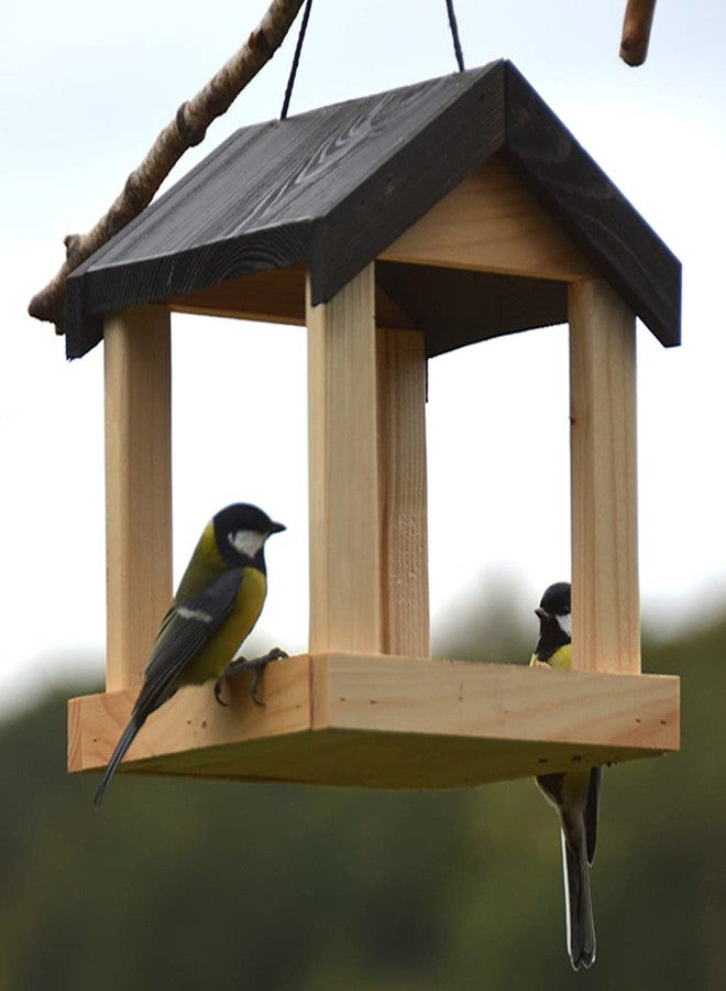 Esschert Design FB463 Hanging House-Shaped Wood Bird Feeder with Rope - Image 3