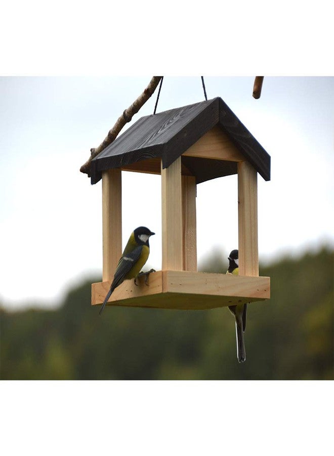 Esschert Design FB463 Hanging House-Shaped Wood Bird Feeder with Rope - Image 4