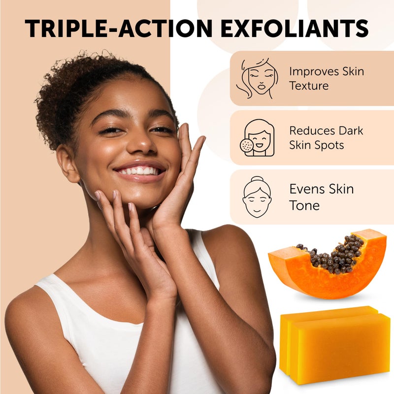 VALITIC Papaya and Turmeric Kojic Acid Soap Bar - Dark Spot Corrector Skin Care Cleansing Bar - Infused with Vitamin C, Hyaluronic Acid, Collagen, Retinol, Olive Oil - 2 Pack - Image 2