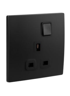 RACO RACO Legrand Mallia Senses Switched Socket Outlet Single Pole British Standard 13A with Earth Connection Single Outlet Matt Black  - Image 1