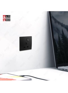RACO RACO Legrand Mallia Senses Switched Socket Outlet Single Pole British Standard 13A with Earth Connection Single Outlet Matt Black  - Image 2