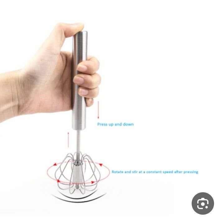Manual Stainless Steel Egg Whisk with Colorful Handle - Image 2