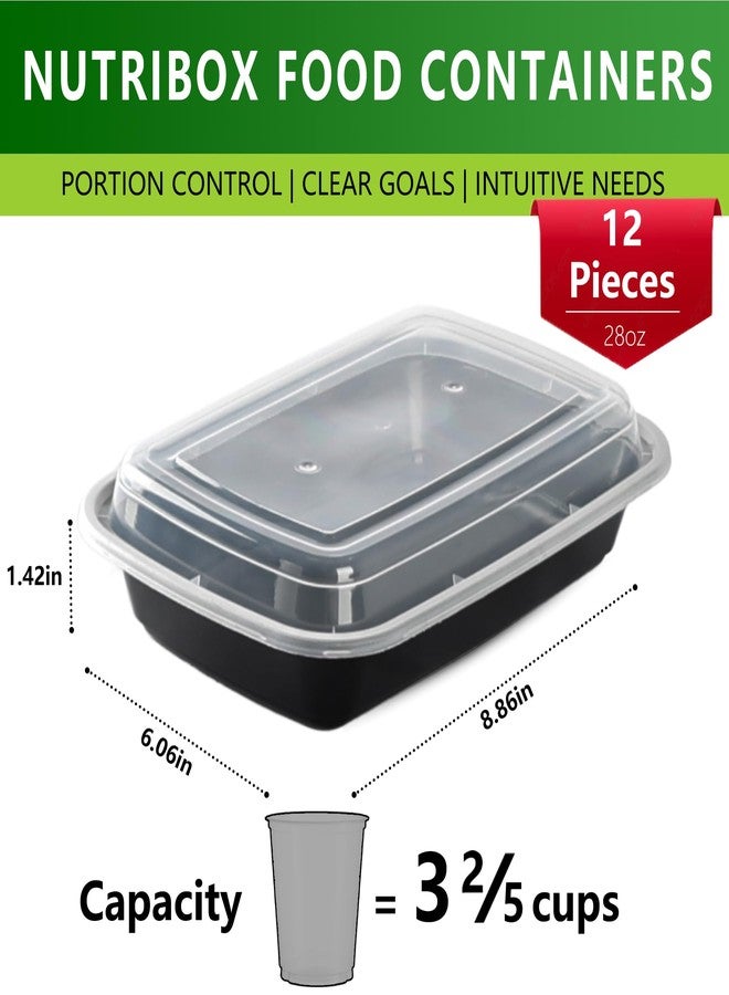 NutriBox مجموعة متنوعة من 48 علبة لتحضير الوجبات مع أغطية وشوك - 20 أونصة - 24 أونصة - 28 أونصة - 32 أونصة، علب طعام قابلة لإعادة الاستخدام، علب وجبات خفيفة مانعة للتسرب، آمنة للاستخدام في المجمد، علبة غداء بلاستيكية مانعة للتسرب - Image 4
