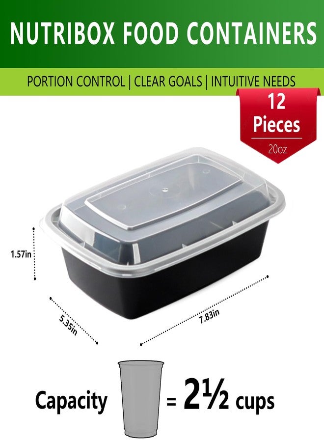 NutriBox مجموعة متنوعة من 48 علبة لتحضير الوجبات مع أغطية وشوك - 20 أونصة - 24 أونصة - 28 أونصة - 32 أونصة، علب طعام قابلة لإعادة الاستخدام، علب وجبات خفيفة مانعة للتسرب، آمنة للاستخدام في المجمد، علبة غداء بلاستيكية مانعة للتسرب - Image 2