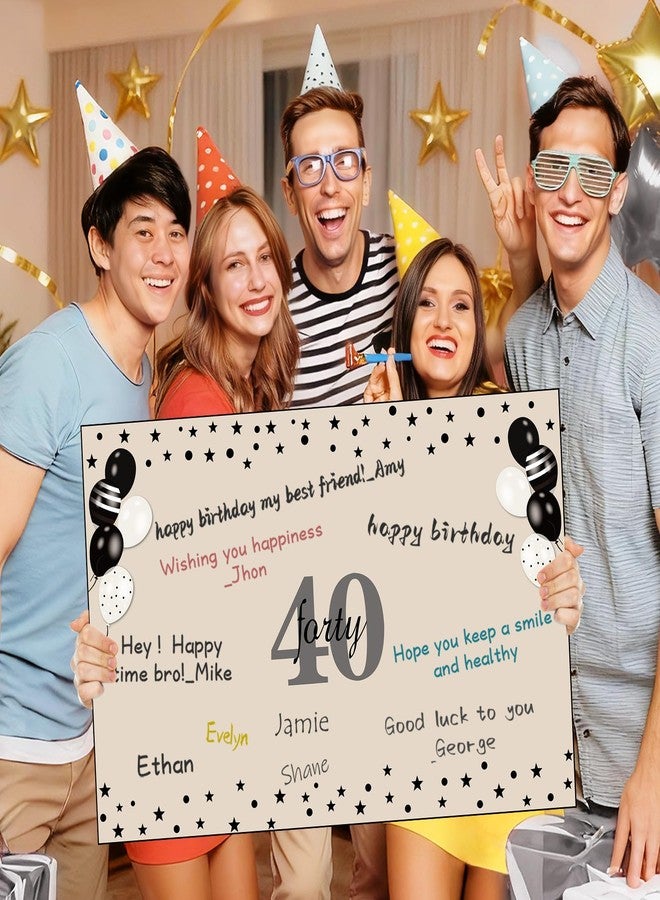 Turypaty بطاقة معايدة كبيرة الحجم بتصميم كلاسيكي من Turypaty للاحتفال بعيد الميلاد الأربعين، مع ظرف، للرجال والنساء، إصدار عام 1986. دفتر توقيعات ضخم ومضحك لعيد الميلاد الأربعين، هدية مثالية للضيوف. بطاقة معايدة كبيرة الحجم للاحتفال بعيد الميلاد الأربعين، إصدار عام 1986، مستلزمات تزيين الحفلات. - Image 5