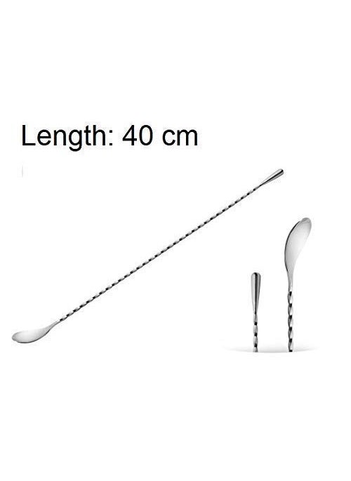 NJ NJ Teardrop Bar Spoon, Extra Long Bar Stirrer 40 cm, Cocktail Spoon Mixing Spoon Stainless Steel Professional Cocktail Bar Tool Japanese Style Teardrop End Design - 1 Pc.  - Image 2