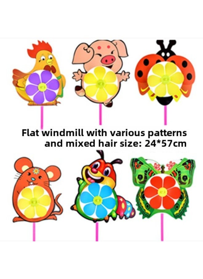 Double-layer Sequined Windmill Children's Cartoon Six-wheel Large And Small Park Stall Night Market Luminous Toys Outdoor Decoration-Color:Three-dimensional Windmill (瓢虫  - Image 3