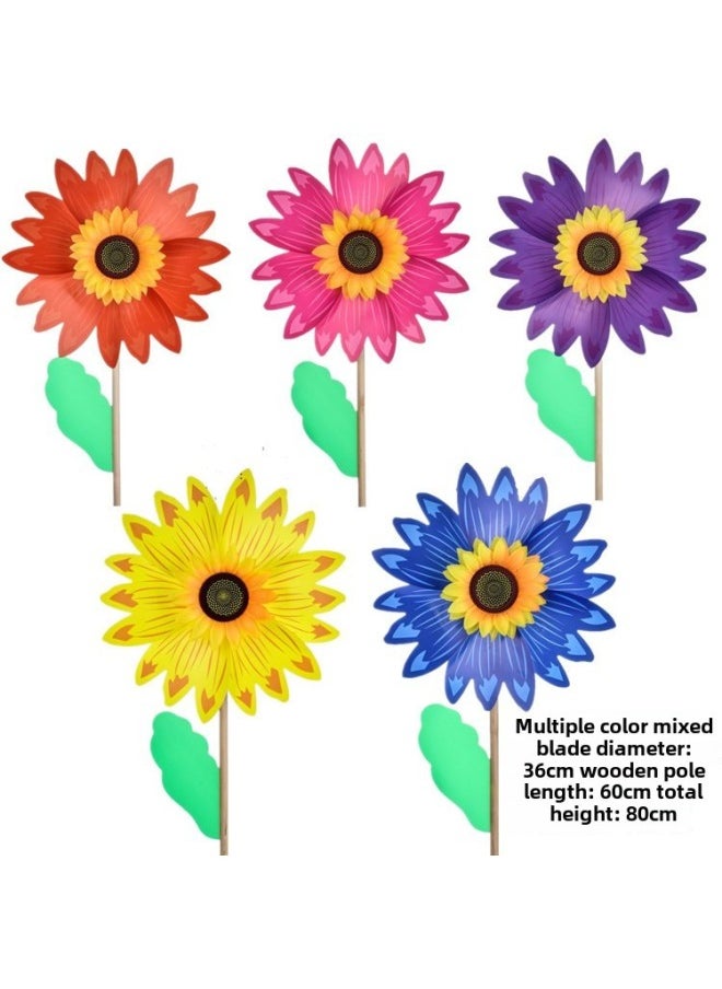 Double-layer Sequined Windmill Children's Cartoon Six-wheel Large And Small Park Stall Night Market Luminous Toys Outdoor Decoration-Color:Three-dimensional Windmill (瓢虫  - Image 5