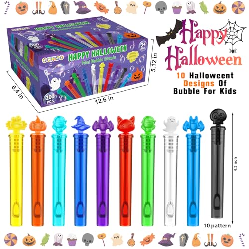 OCHIDO Halloween Party Favors for Kids Goodie Bag Fillers Gifts 200 Pack Halloween Themed Mini Bubble Set for Halloween Treats School Classroom Rewards GiftsTrick Or Treat Goodie Toys Bulk - Image 5