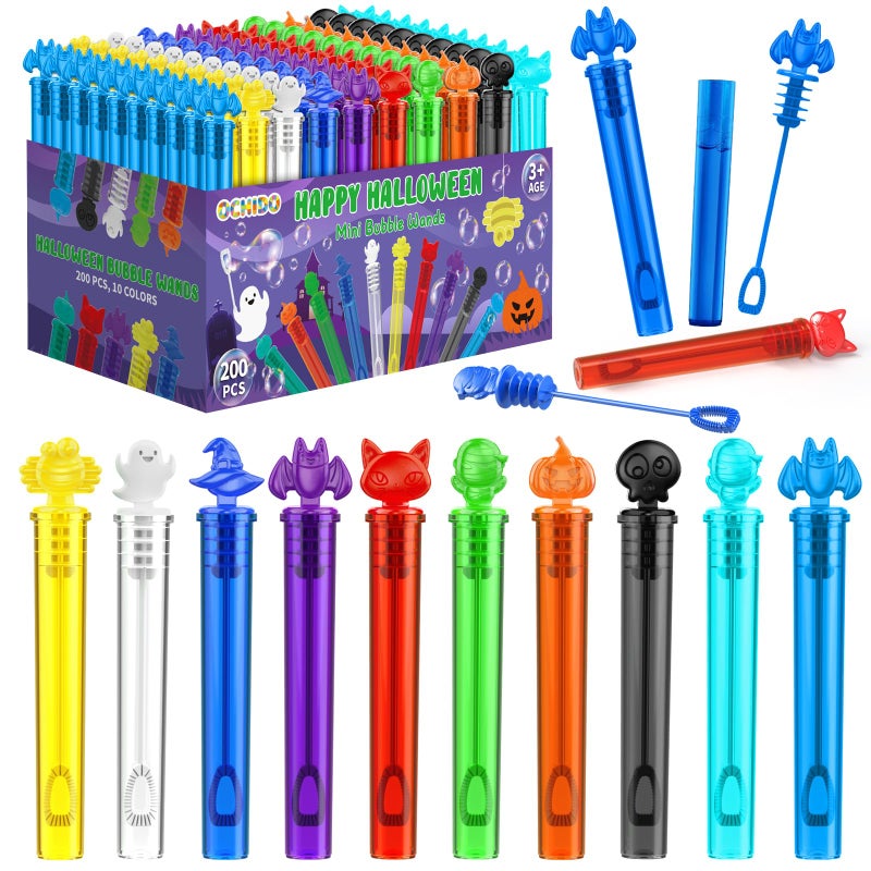 OCHIDO Halloween Party Favors for Kids Goodie Bag Fillers Gifts 200 Pack Halloween Themed Mini Bubble Set for Halloween Treats School Classroom Rewards GiftsTrick Or Treat Goodie Toys Bulk - Image 2