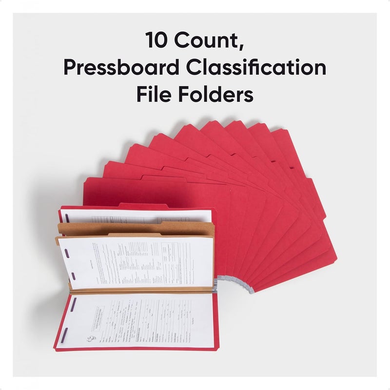 Smead Legal Classification Folder with 2 Dividers, Bright Red, 10 Pack - Image 2