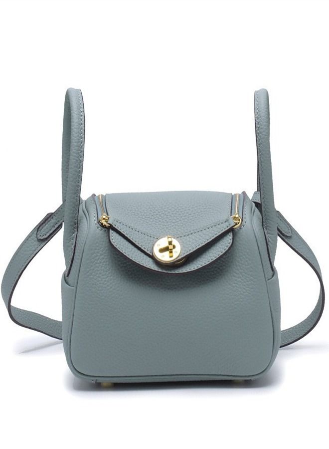 Loquat Leather One-Shoulder Portable Pillow Bag Flax Blue  - Image 1