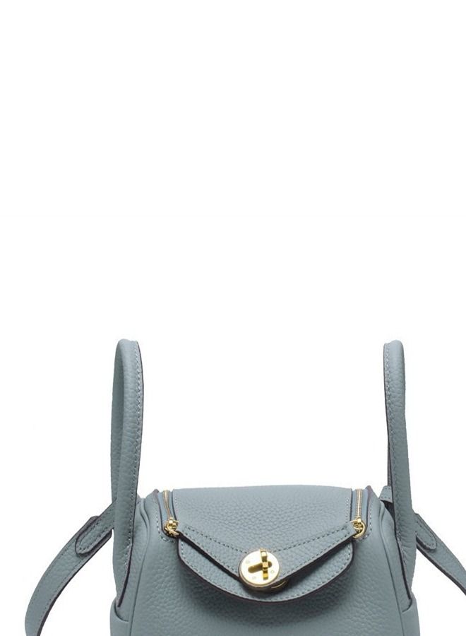 Loquat Leather One-Shoulder Portable Pillow Bag Flax Blue  - Image 2